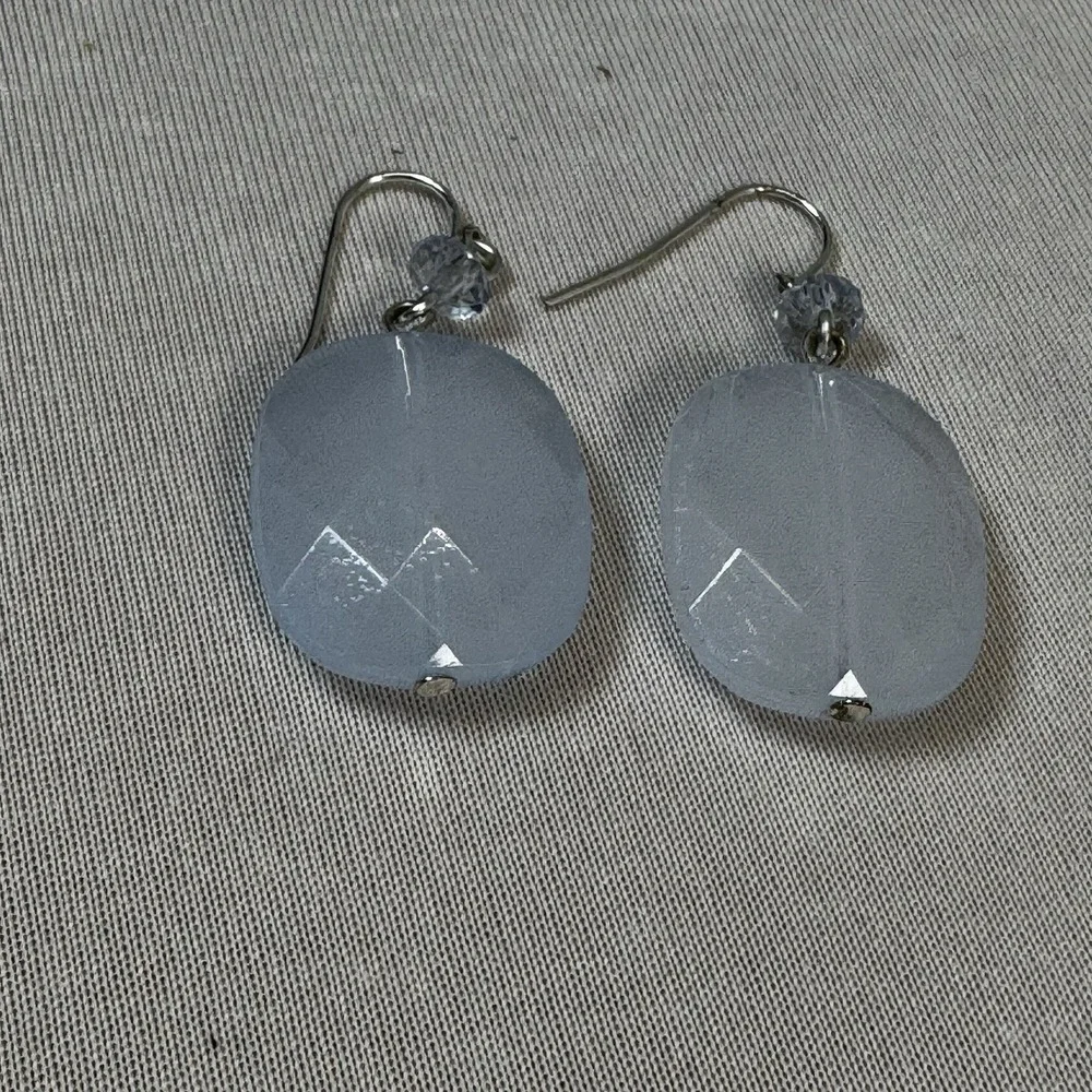 Bluish White Plastic Geometric Dangle Earrings‎